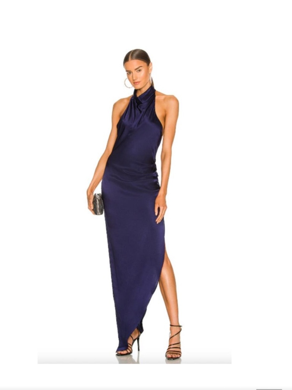 Amanda Uprichard Navy Halter Maxi Dress